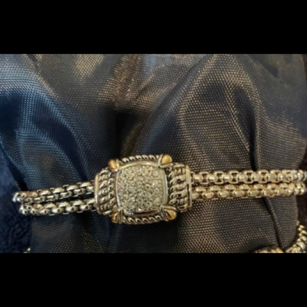 2 tone Pave magnetic Gold Bracelet W/ Rhinestones